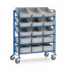 Rolling rack for plastic bins
