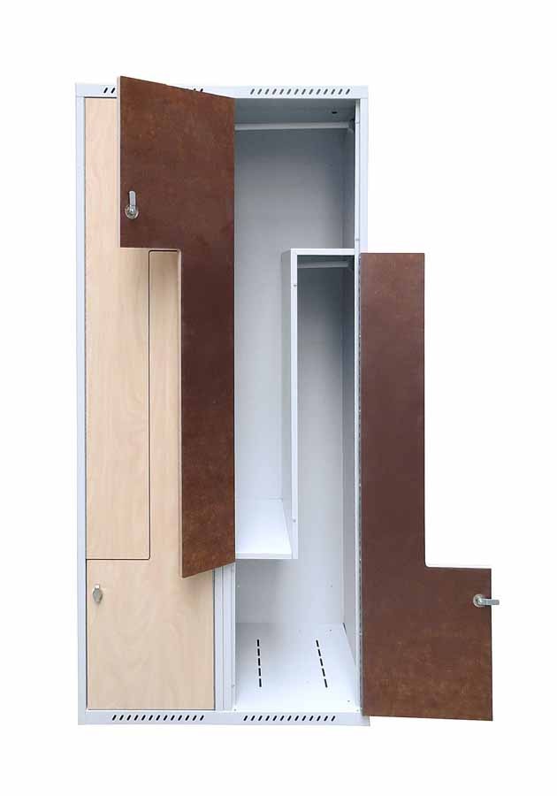Office locker with L-shaped doors