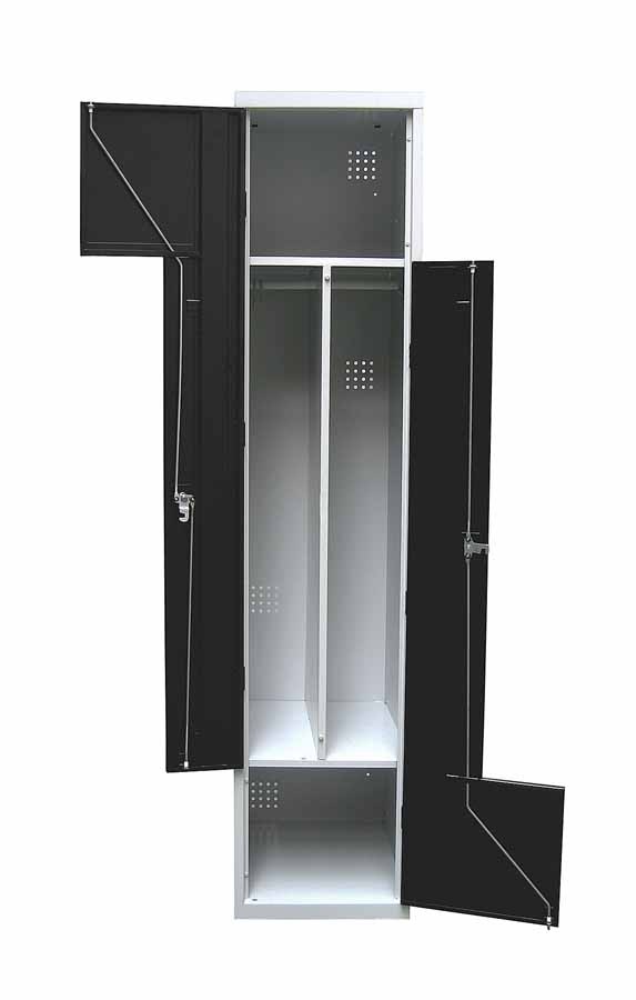 Industrial locker with L-shaped doors