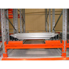 Push-back rack storage system