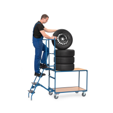 Chariot pneumatiques - marchepied et support sécurité