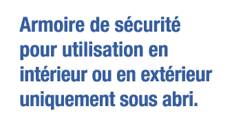 Armoire de sécurité pour utilisation en intérieur ou en extérieur uniquement sous abri 