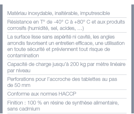 Matériau inoxydable, inaltérable, imputrescible Résistance en T  de -40  C à +80  C et aux produits corrosifs (humidi   