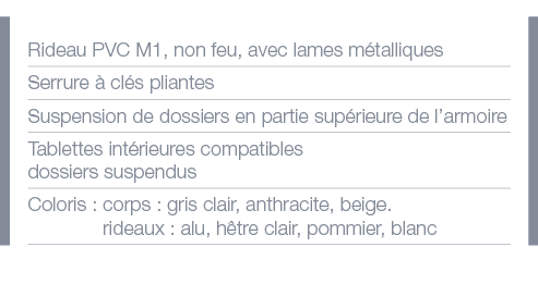 Rideau PVC M1, non feu, avec lames métalliques Serrure à clés pliantes Suspension de dossiers en partie supérieure de   
