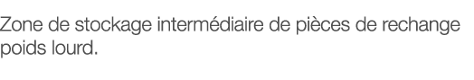 Zone de stockage intermédiaire de pièces de rechange poids lourd 