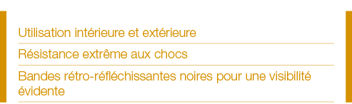 Utilisation intérieure et extérieure Résistance extrême aux chocs Bandes rétro-réfléchissantes noires pour une visibi   