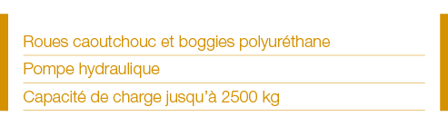 Roues caoutchouc et boggies polyuréthane Pompe hydraulique Capacité de charge jusqu à 2500 kg 